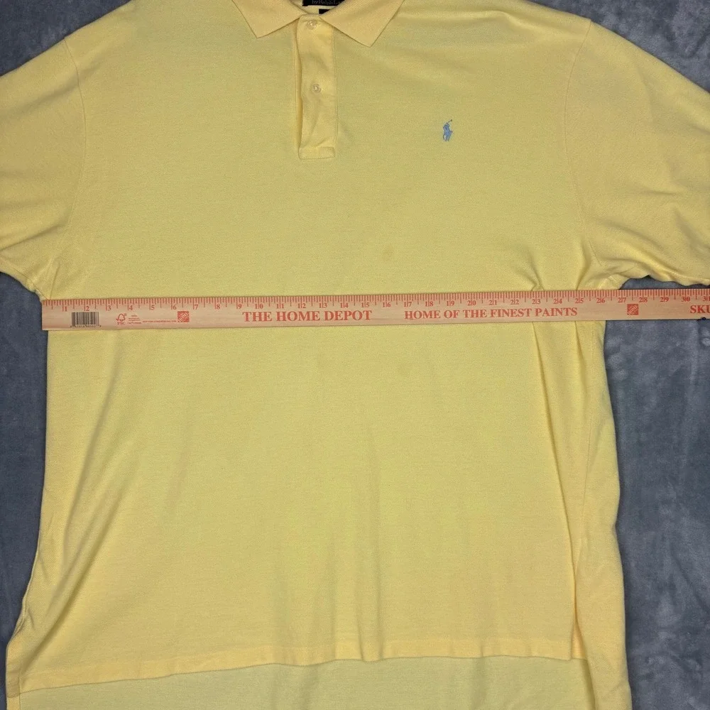 Polo Ralph Lauren Mens Big 2X Yellow Short Sleeve‎ Pique Polo Shirt Hi-Lo Hem